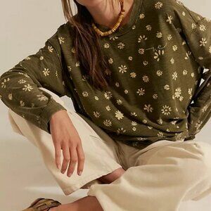 Free People We The Free Backyard Tee Oversized Floral Printed Top XL